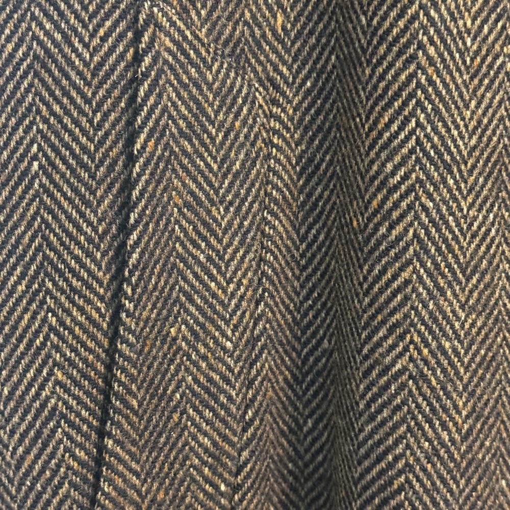 Lands’ End USA 100% Lambs Wool Herringbone Blazer 46R Brown Tweed Sport Coat - Picture 4 of 16